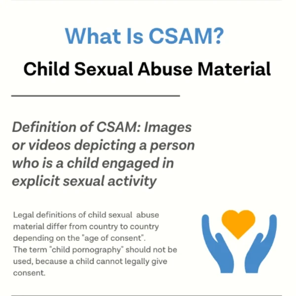 What is CSAM? Child Sexual Abuse Material definition infographic