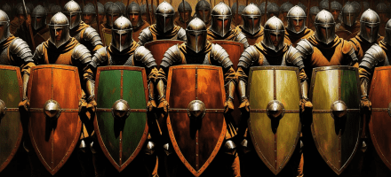 AI image of a Roman phlanx of soldiers with their shields. Accountability and guardrails to defeat porn